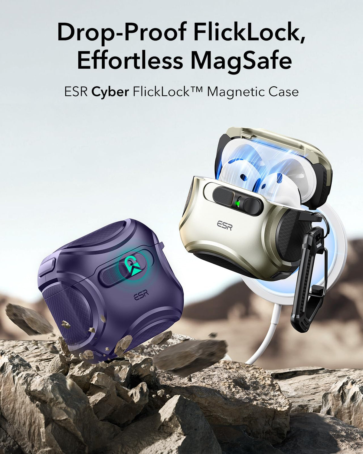 ESR for AirPods 5/4 Case, Compatible with MagSafe, Drop-Proof Lock, Black