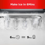 Silonn Ice Maker Countertop, 9 Cubes Ready in 6 Mins, 26lbs in 24Hrs, Self-Cleaning Ice Machine with Ice Scoop and Basket, 2 Sizes of Bullet Ice for Home Kitchen Office Bar Party