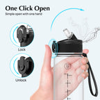 EYQ 1L Water Bottle, 1 Litre Water Bottle with Straw, 32oz Leak-Proof Motivational Sports Drinks Bottle with Time Marker, Tritan BPA-Free, Drinking Waterbottles for Gym Outdoor Sports