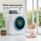 ROVSUN 110V Portable Clothes Dryer, High End Laundry Front Load Tumble Dryer Machine with Stainless Steel Tub & Simple Control Knob for Apartment, Dorm-850W, White