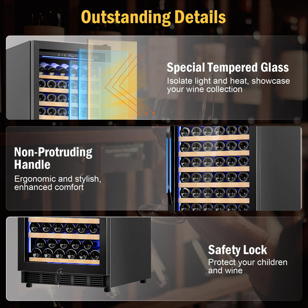 24" Dual Zone Wine and Beverage Refrigerator, Under Counter with Glass Door