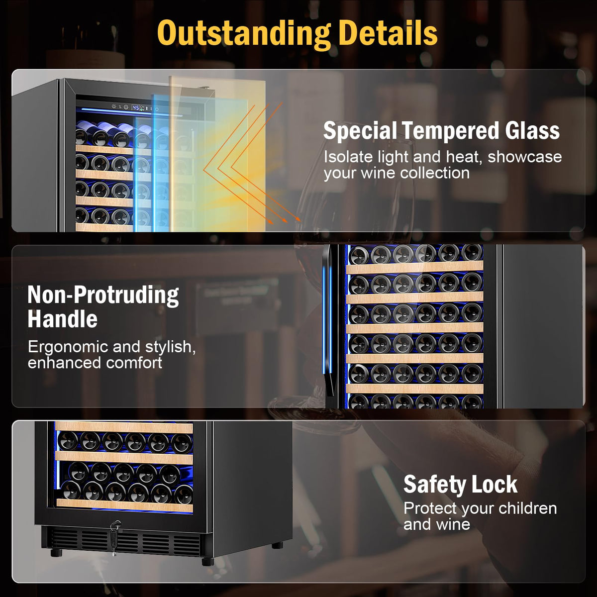 24" Dual Zone Wine and Beverage Refrigerator, Under Counter with Glass Door