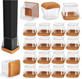 Square Chair Leg Floor Protectors, 16 Pcs, Large Clear