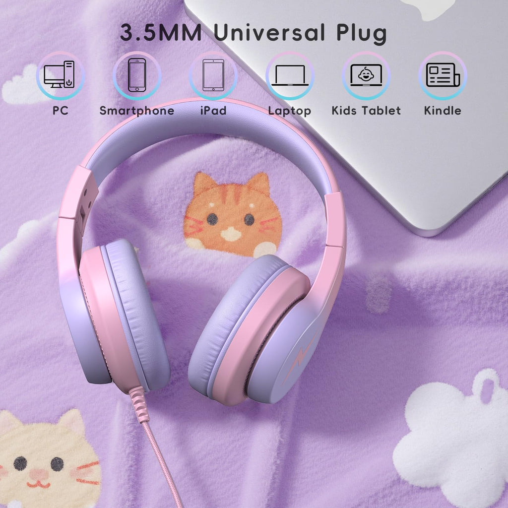 Candy Bila Wired Kids Headphones for School, Over-Ear for Boys Girls