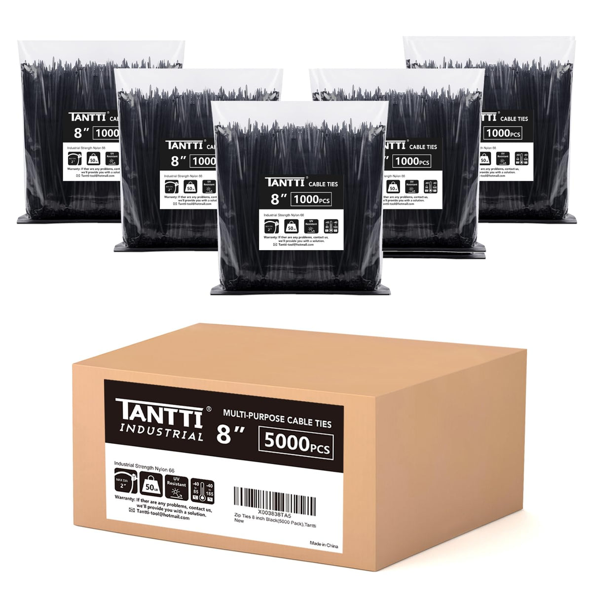 Zip Ties 12 inch, Black Zip Ties 100 pack, 40lb, Cable Ties, Self-locking Wire ties for indoor and outdoor use, by Tantti