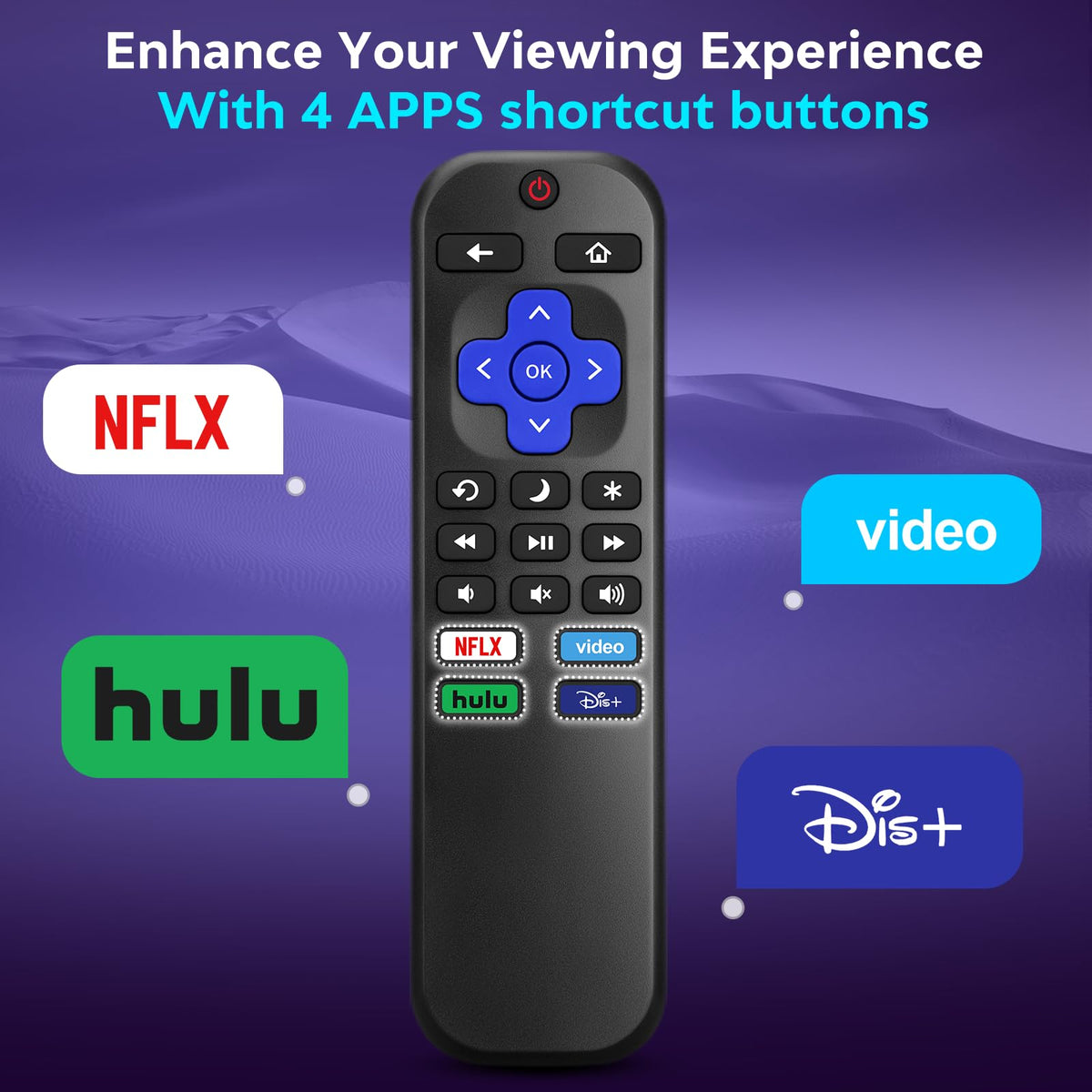【2-Pack】 for Roku TV Remote,Replacement for TCL,ONN, Hisense Roku TVs