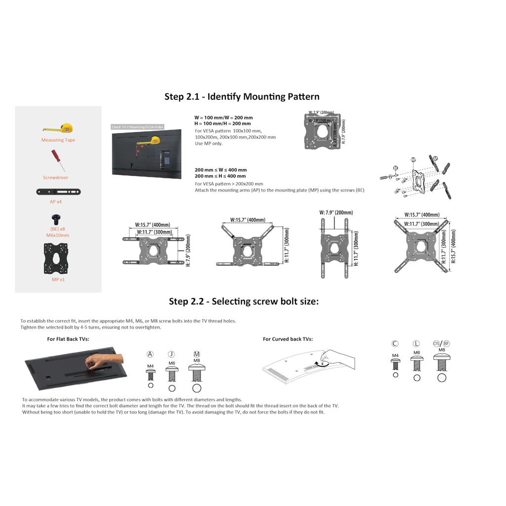 Amazon Basics Full Motion Articulating TV Wall Mount with Tilt Swivel, Extends 16 inches, VESA 200x200, for 12" to 40" TVs, 40 lbs, Black