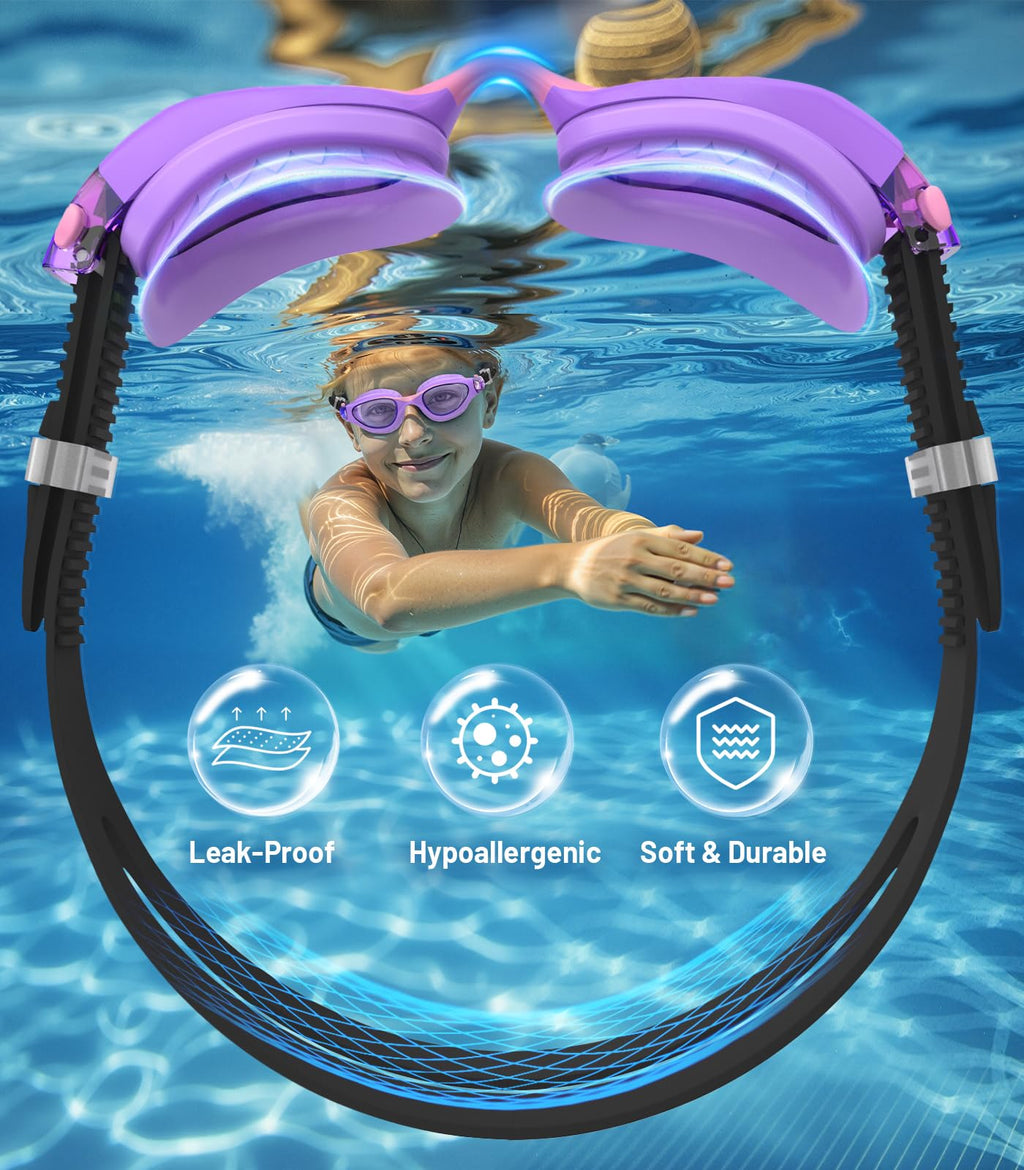 Kids Swimming Goggles for Boys & Girls Aged 6-14, Anti-Fog