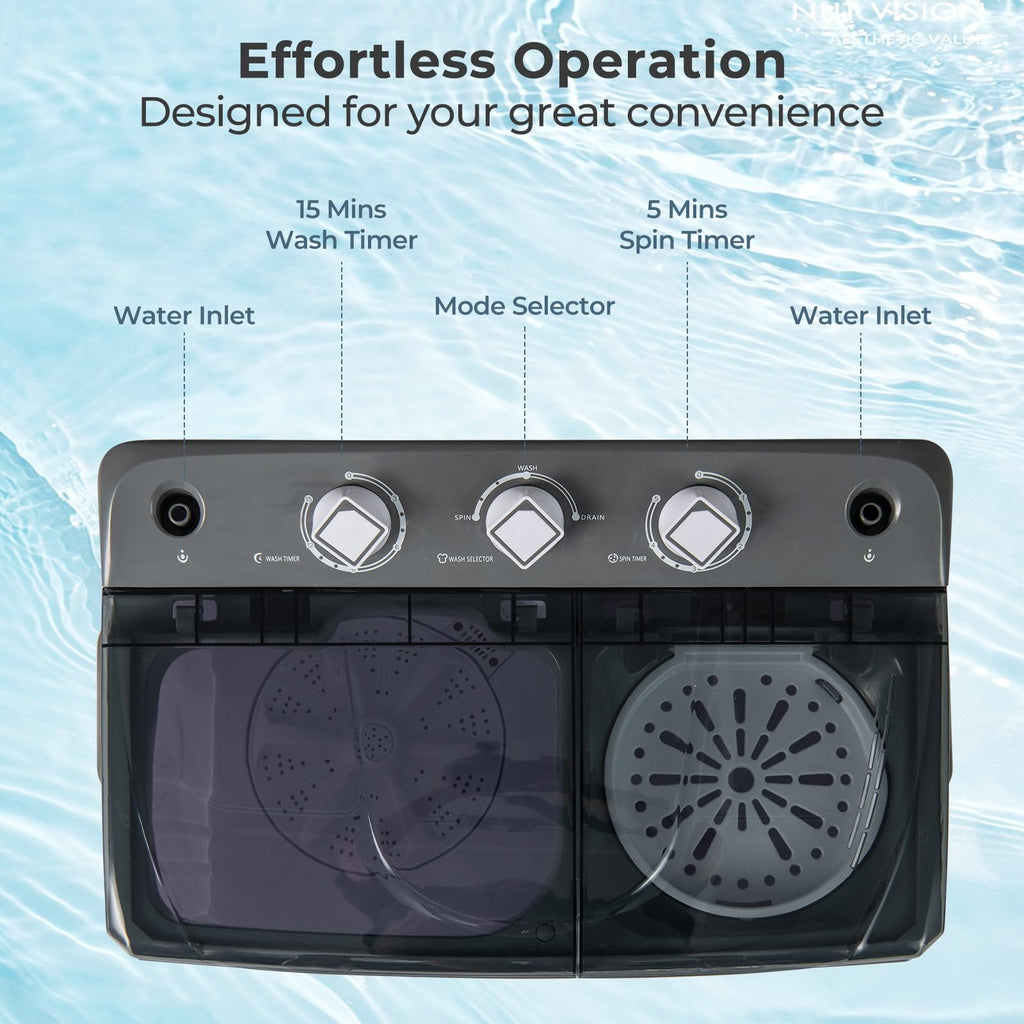 Giantex Portable Washing Machine, 20lbs Capacity, 12lbs Washer and 8lbs Spinner, Compact for Apartment RV, Gray & White, GX20313-PE