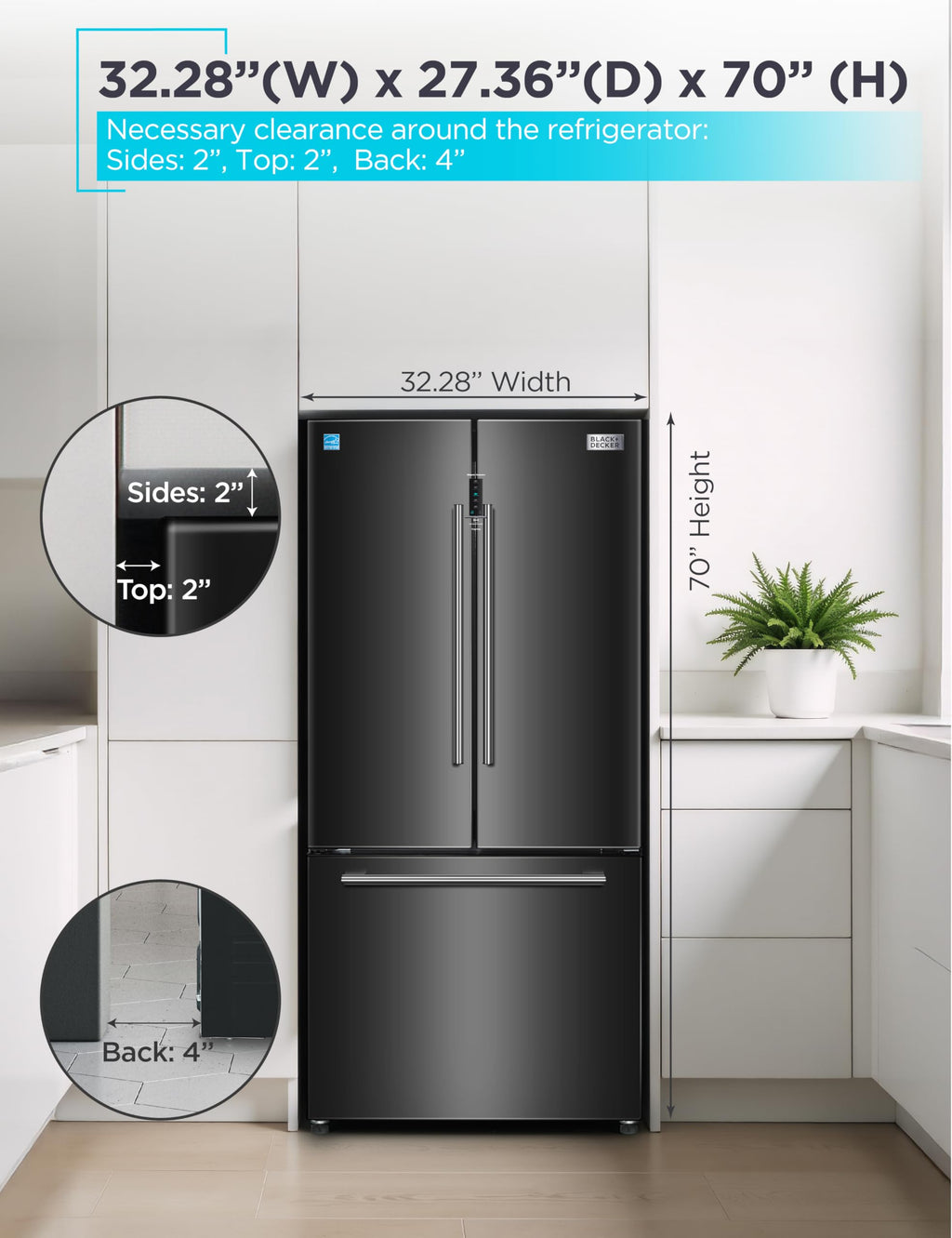 BLACK+DECKER 14 Cu. Ft. Convertible Freezer Refrigerator, Upright Freezer with Glass Shelves, ENERGY STAR rated, Frost Free, BUC1400XB, Black