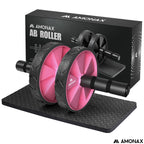 Amonax Convertible Ab Wheel Roller with Large Knee Mat for Core Abs Rollout