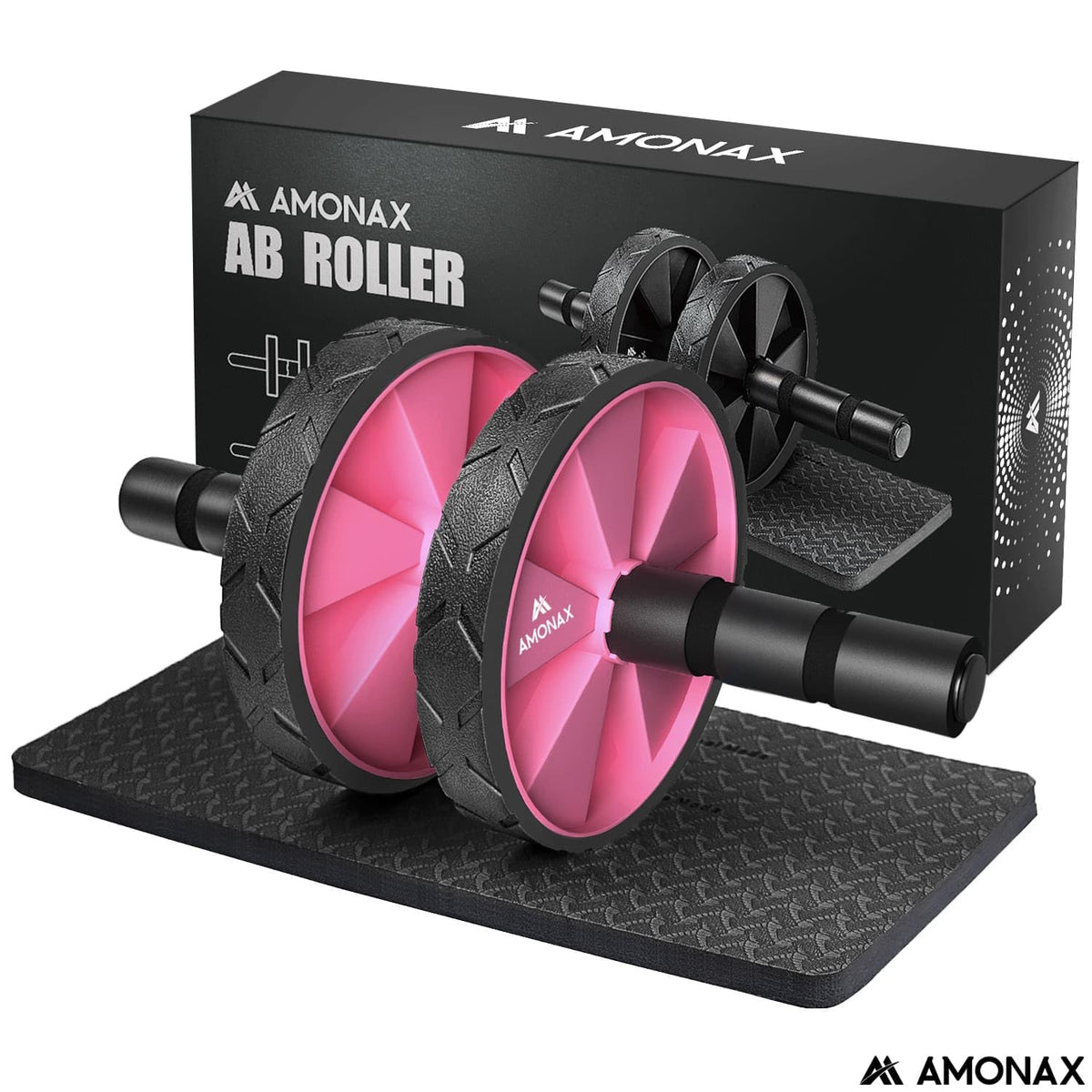 Amonax Convertible Ab Wheel Roller with Large Knee Mat for Core Abs Rollout