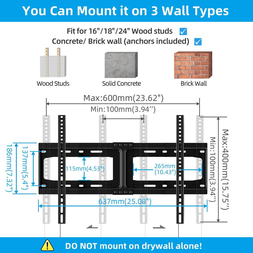 HOME VISION Heavy Duty Tilt TV Wall Mount for 32-86 Inch Flat/Curved Screen