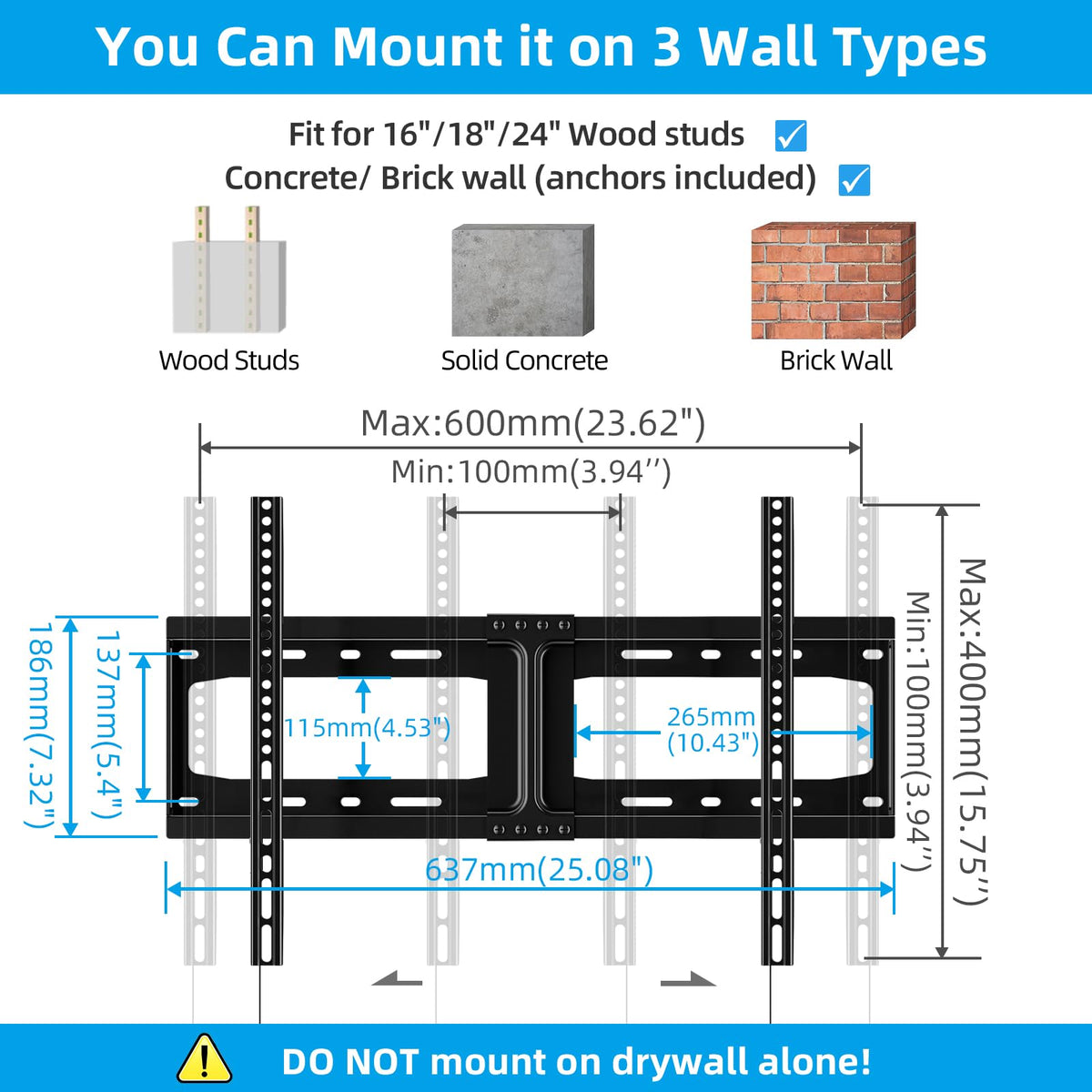 HOME VISION Heavy Duty Tilt TV Wall Mount for 32-86 Inch Flat/Curved Screen