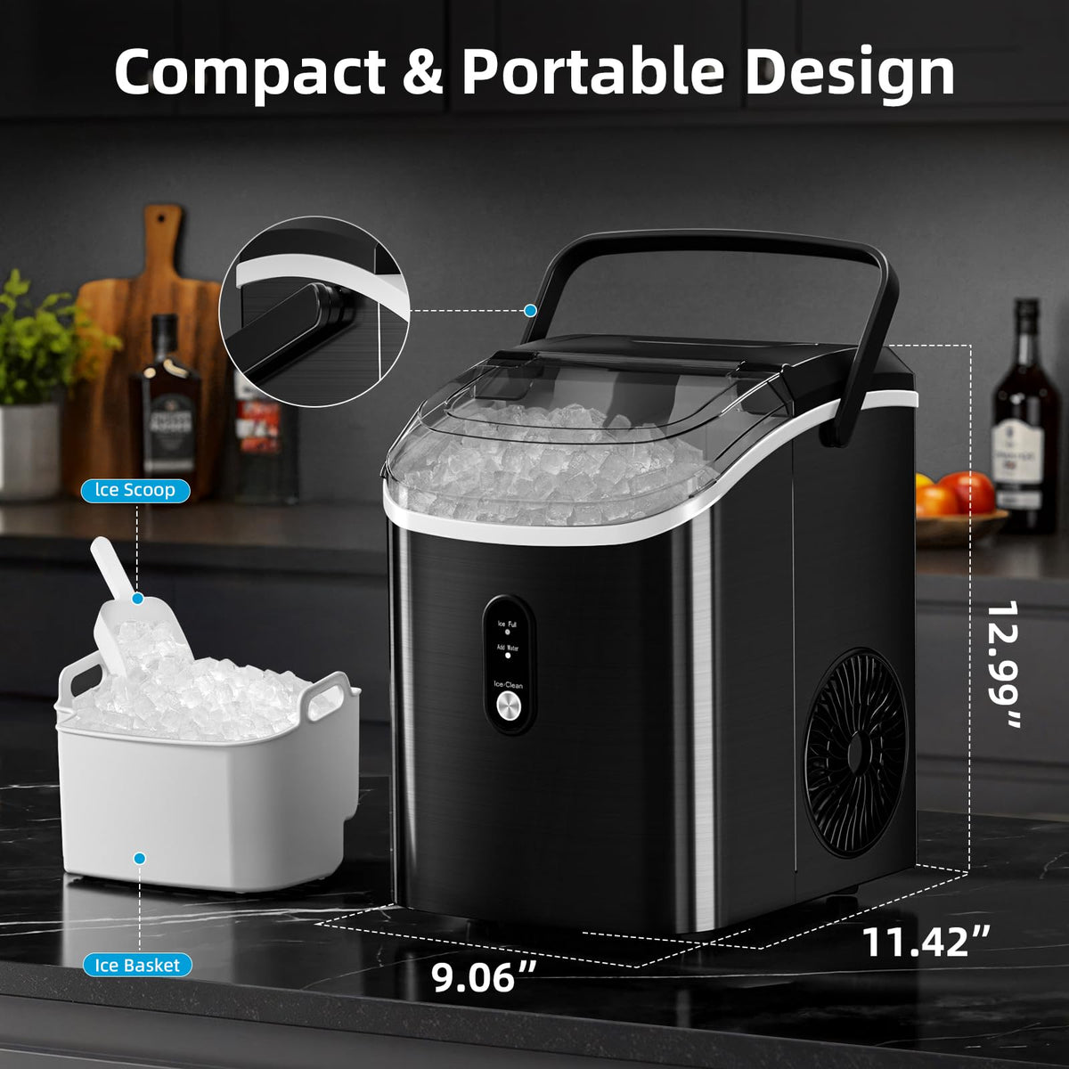 Antarctic Star Nugget Ice Maker Countertop with Soft Chewable Ice