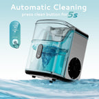 EUHOMY Nugget Ice Makers Countertop, Pebble Ice Maker Machine with 34lbs/24H Soft Ice, Self-Cleaning Sonic Ice Maker with Ice Scoop&Basket, Pellet Ice Maker for Home/Kitchen/Office(Stainless Steels)