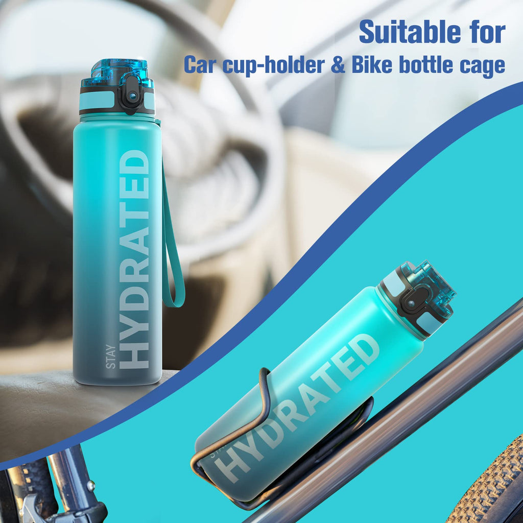 Sahara Sailor Water Bottle 1L, Leakproof Tritan Bottle with Time Marker