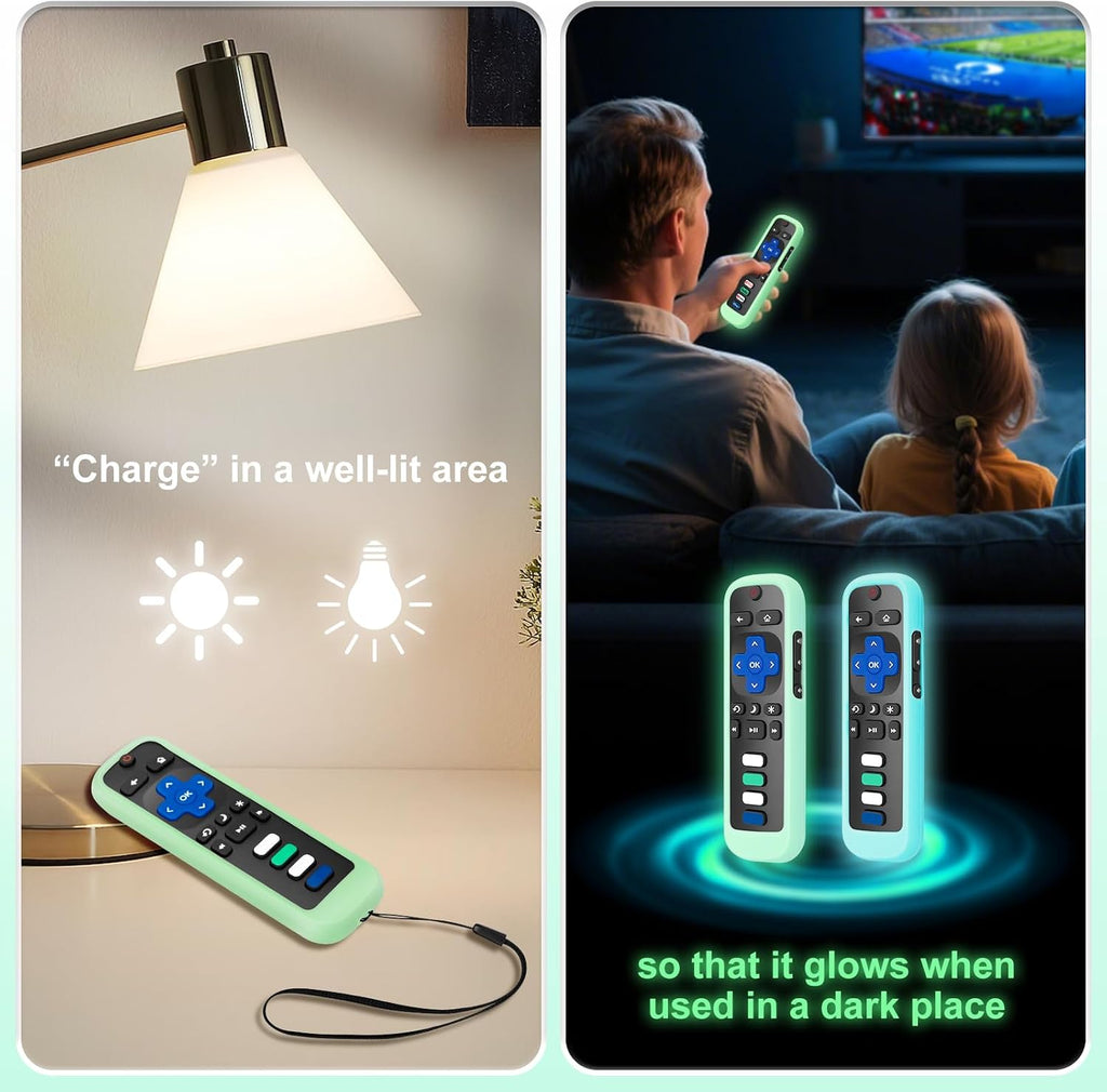 for Roku-Remote-Cover,Glow in The Dark Silicone Protective Case