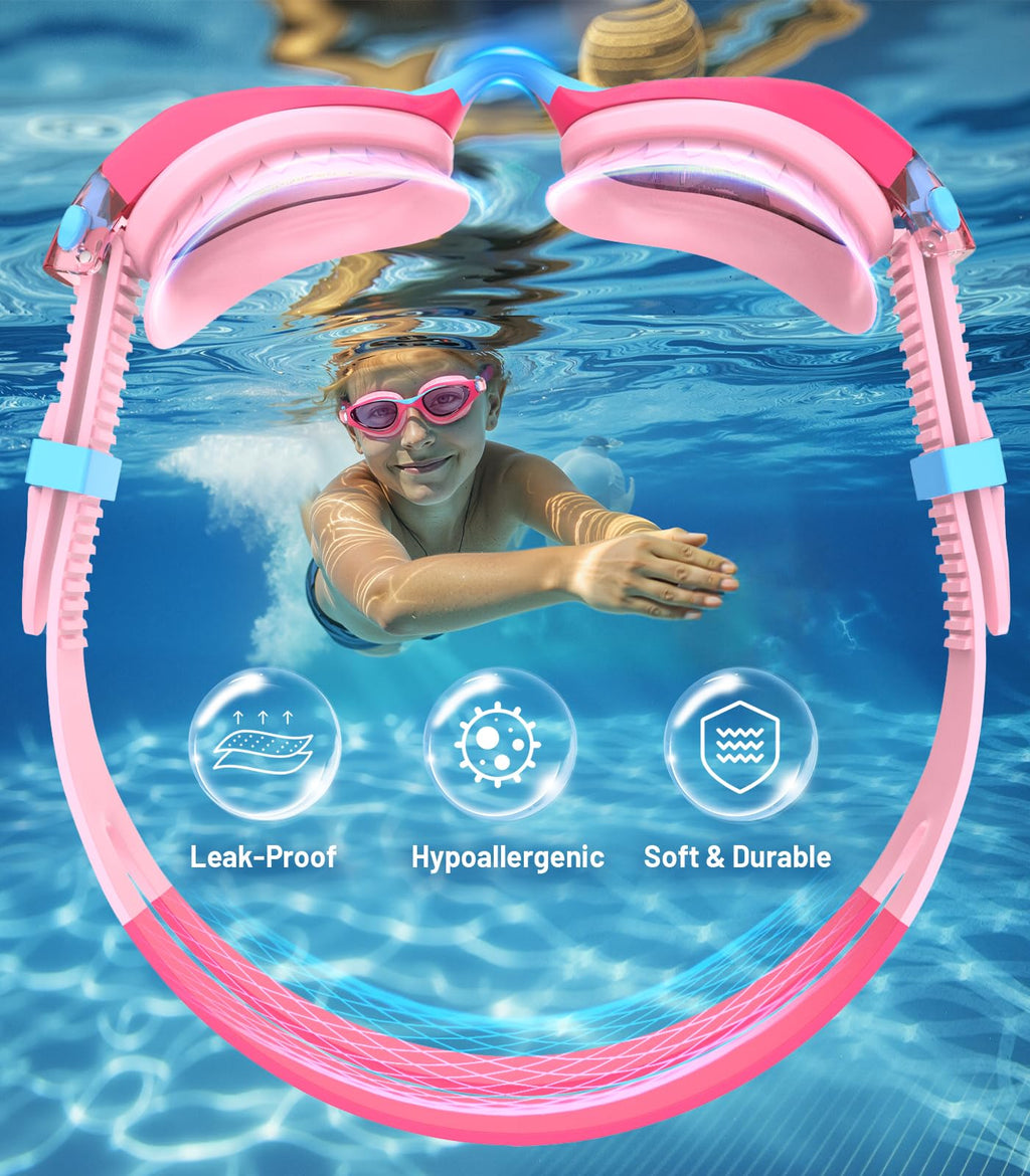 Kids Swimming Goggles for Boys & Girls Aged 6-14, Anti-Fog
