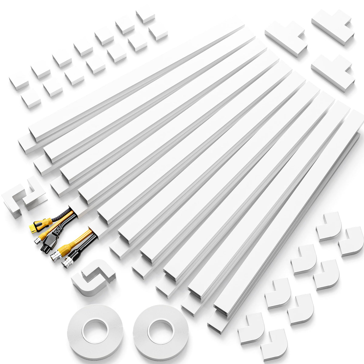Delamu Beige Cord Hider, 85in Cord Covers for Wires on Wall, One-Cord Cable Hider, Wire Hiders Wire Covers for TV Cords on Wall, Easy Mount Cable Cover Management Kit, 6X L14.2 W0.59 H0.4in, Beige