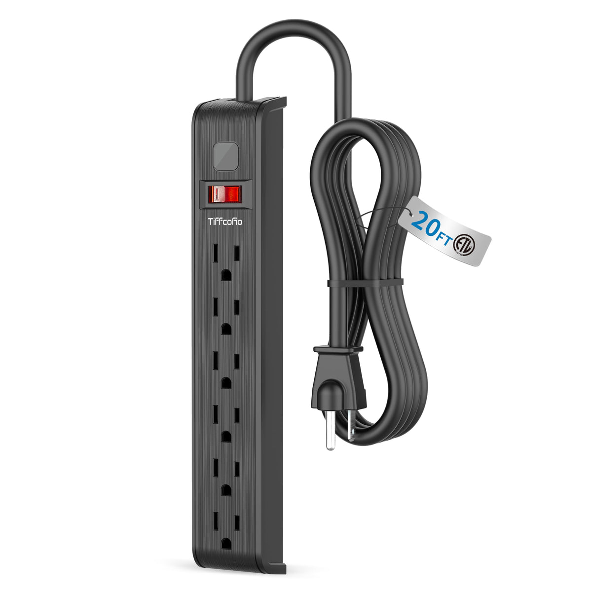Power Strip Surge Protector, 6 Feet Extension Cord, 600 Joules Surge Protection, Multiple Protection 6 Outlet Strip, ETL Listed 1 Pack