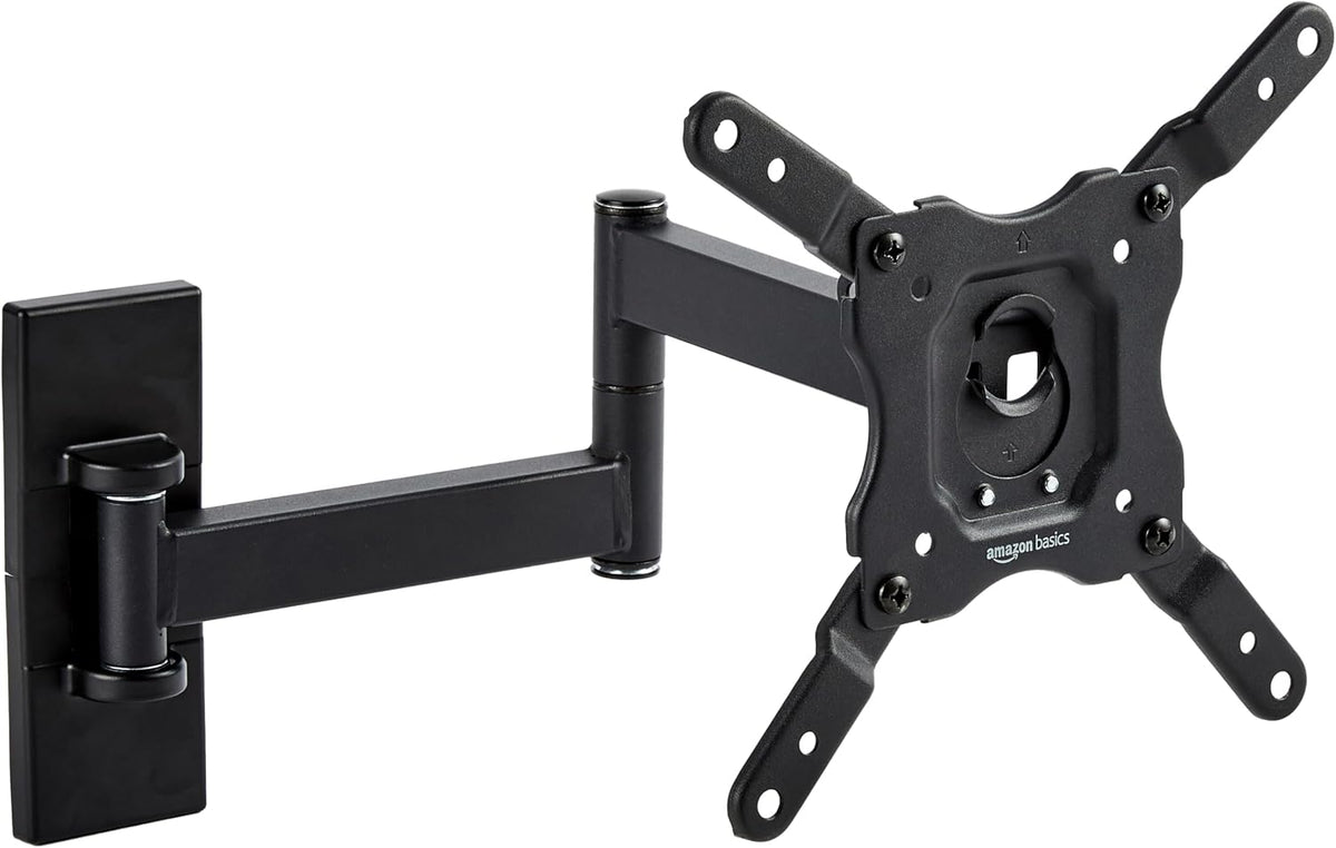 Amazon Basics Full Motion Articulating TV Wall Mount with Tilt Swivel, Extends 16 inches, VESA 200x200, for 12" to 40" TVs, 40 lbs, Black