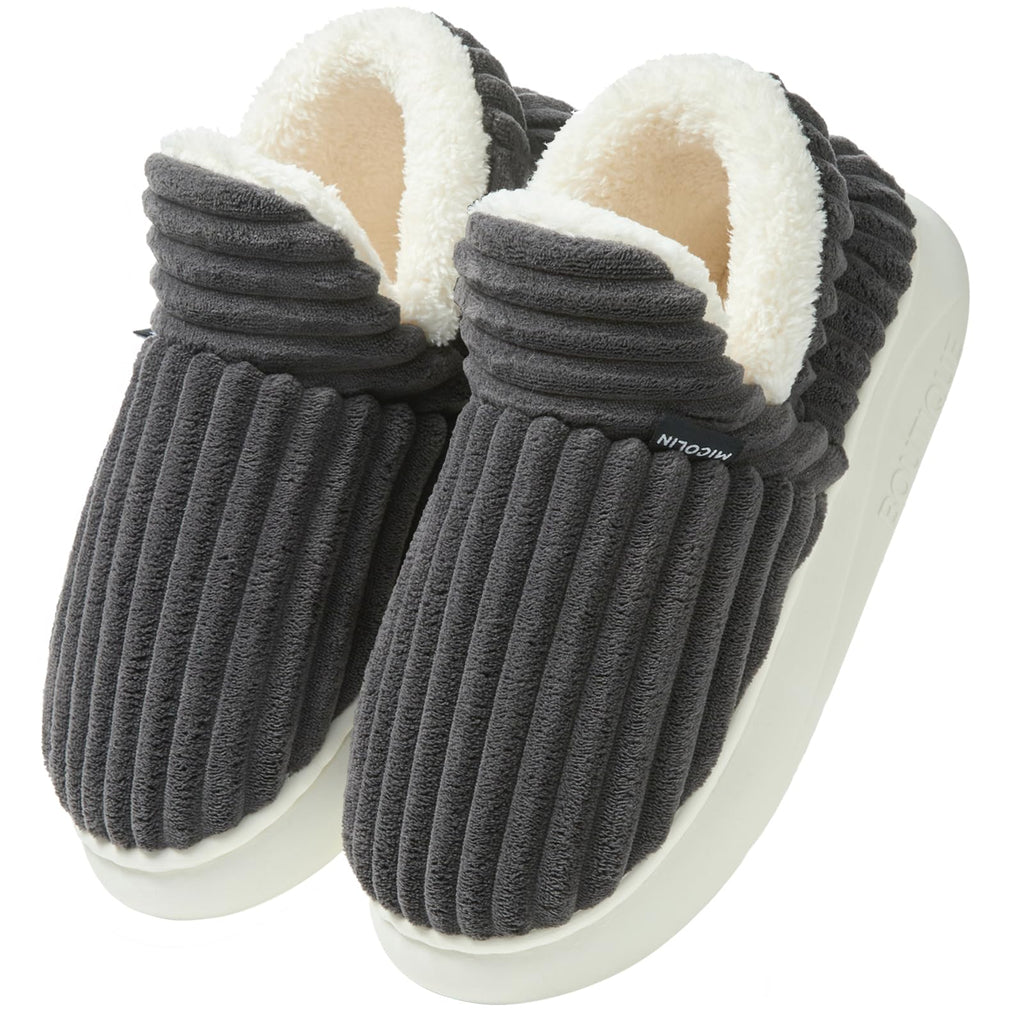 Misolin Slippers Women Clouds Bootie Corduroy Memory Foam Warm House Shoes