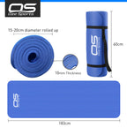 OZE SPORTS Yoga Mat, NBR Foam, Extra Thick, Non-Slip, High Density, Large, for Pilates, Gymnastics, HiiT and Fitness, with Free Carry Strap