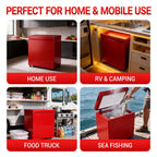 Chest Freezer Low temperature quick freeze 14℉ to -40℉ Compact Freezer - 2 Removable Baskets Match Day Parties, Home Bar Game Day &Beaded Ice Cream & Frozen Storage (Red, 1.8 Cubic Feet)