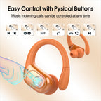 Aptkdoe Wireless Earbuds 75H Bluetooth 5.4 Sport Headphones with Earhooks