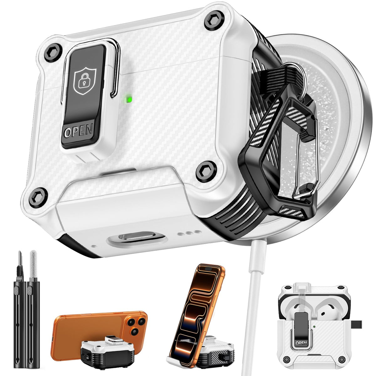Inesore for AirPods AirPods Pro 1st/2nd Case with Secure Lock (Black)