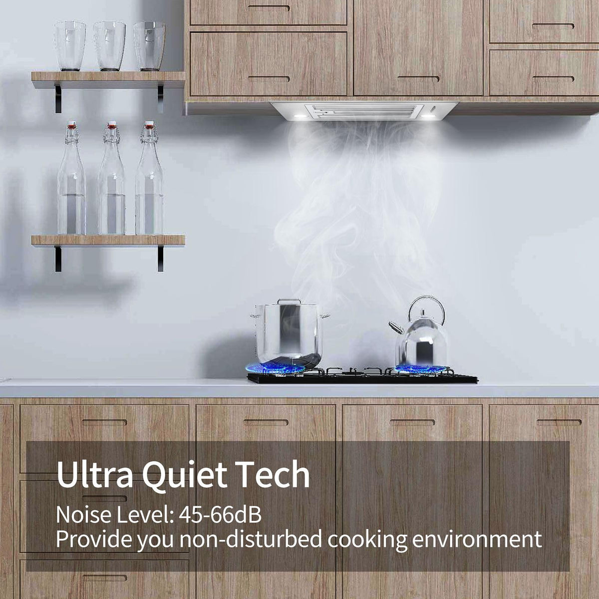 Range Hood Insert 30 inch,Stainless Steel Kitchen Vent Hood 600CFM,Built-in Kitchen Stove Hood w/Front Button Controls and Front LED Lights,Baffle Filters,Ducted/ductless Convertible Duct