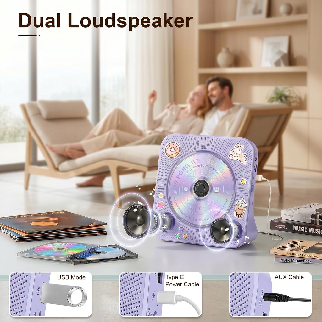 Gueray CD Player Portable Bluetooth Desktop CD Players for Home