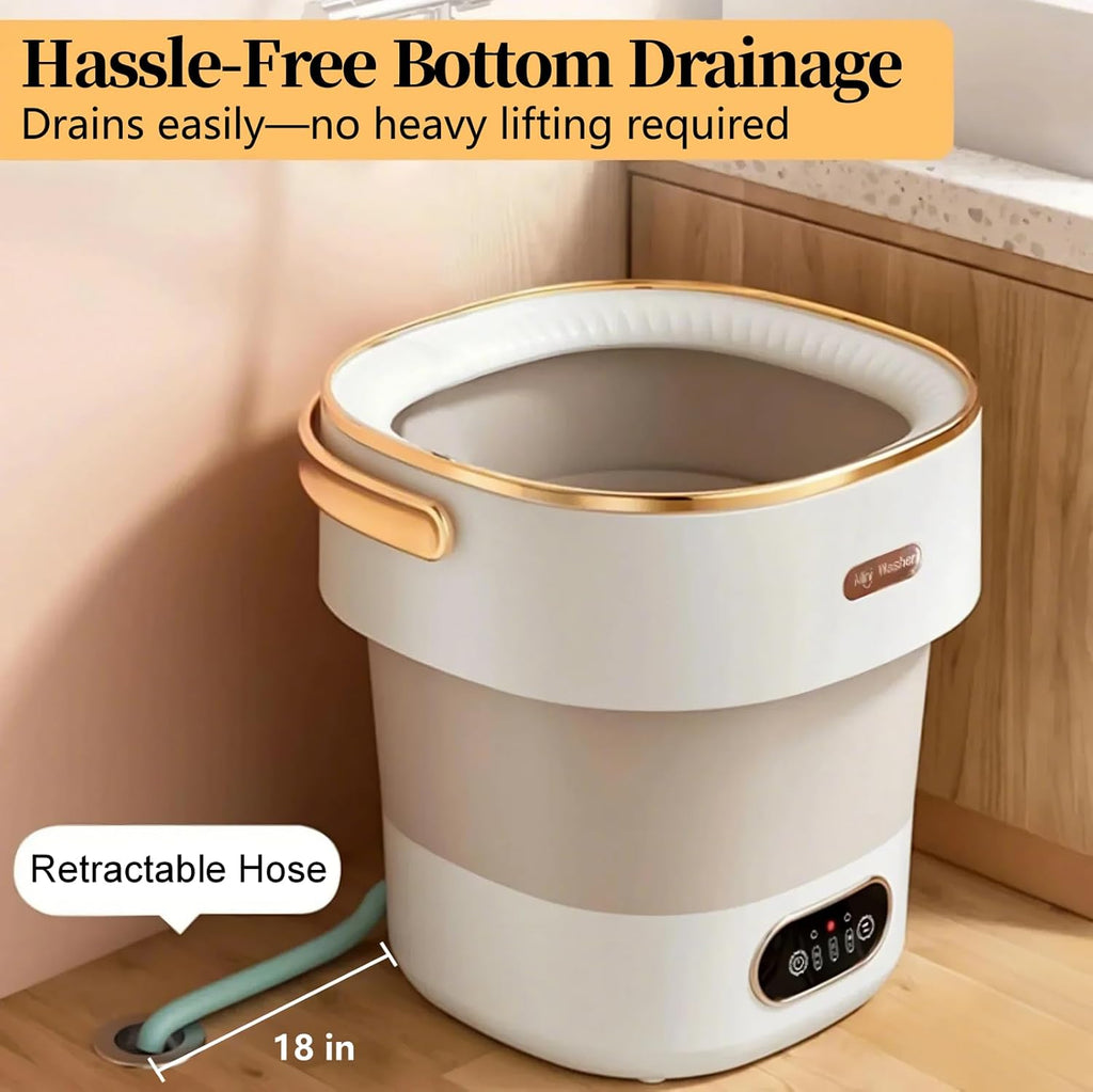 Portable Washing Machine with Spin Basket, Upgraded 20L Foldable Mini Washer【5-Min Wash・3-Min Spin・1-Year Free Replacement】Small Washing Machine for Travel, Dorms, RVs, Camping (Khaki)