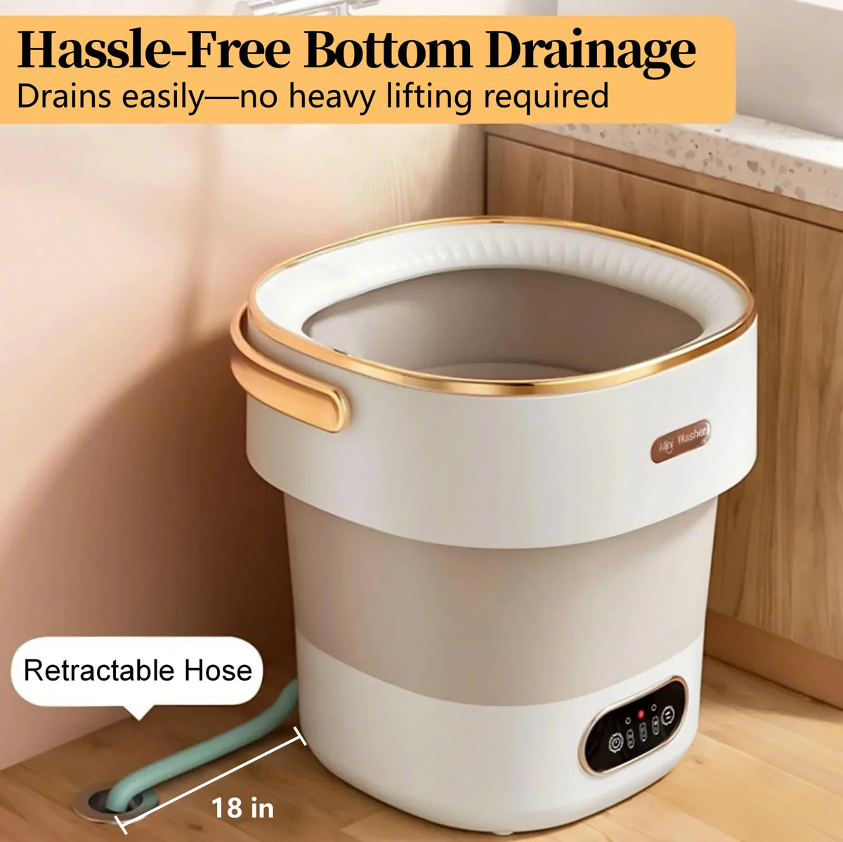 Portable Washing Machine with Spin Basket, Upgraded 20L Foldable Mini Washer【5-Min Wash・3-Min Spin・1-Year Free Replacement】Small Washing Machine for Travel, Dorms, RVs, Camping (Khaki)
