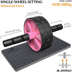 Amonax Convertible Ab Wheel Roller with Large Knee Mat for Core Abs Rollout
