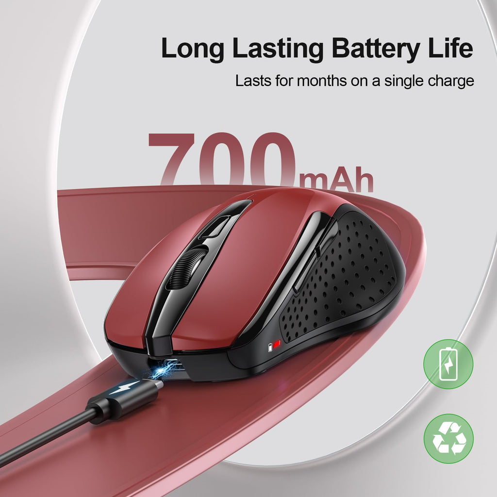 TECKNET Bluetooth Mouse, Wireless Mouse Rechargeable