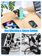 6FT Power Strip Tower with Wireless Charger,Surge Protector with 12 Outlets