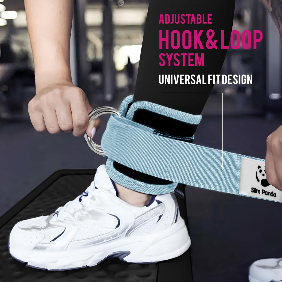 Slim Panda Ankle Straps for Cable Machines, Cable Kickback Ankle Cuffs