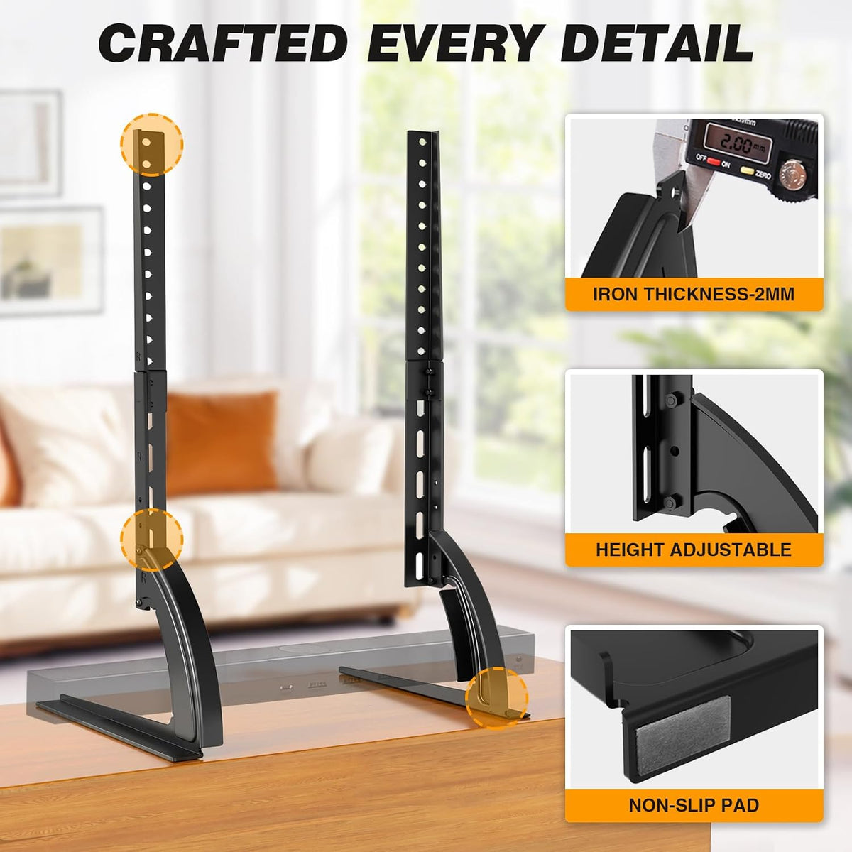 5Rcom Universal Tabletop TV Stand Base for 22-65 Inch Flat Screen TVs