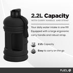 Fuel24 Jug - 2.2 Litre Water Bottle - Extra Strong Flex Material - Drop Proof, Pop or Straw Cap Options - 2.2L Large Gym Sports Bottle, BPA FREE