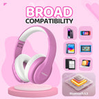 JoySpark Kids Bluetooth Headphones Over-Ear, 60Hrs, Built-in Mic-Purple