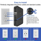 Multi Plug Wall Outlet Night Light, POWRUI 6 Outlet Extender & 3 USB Ports