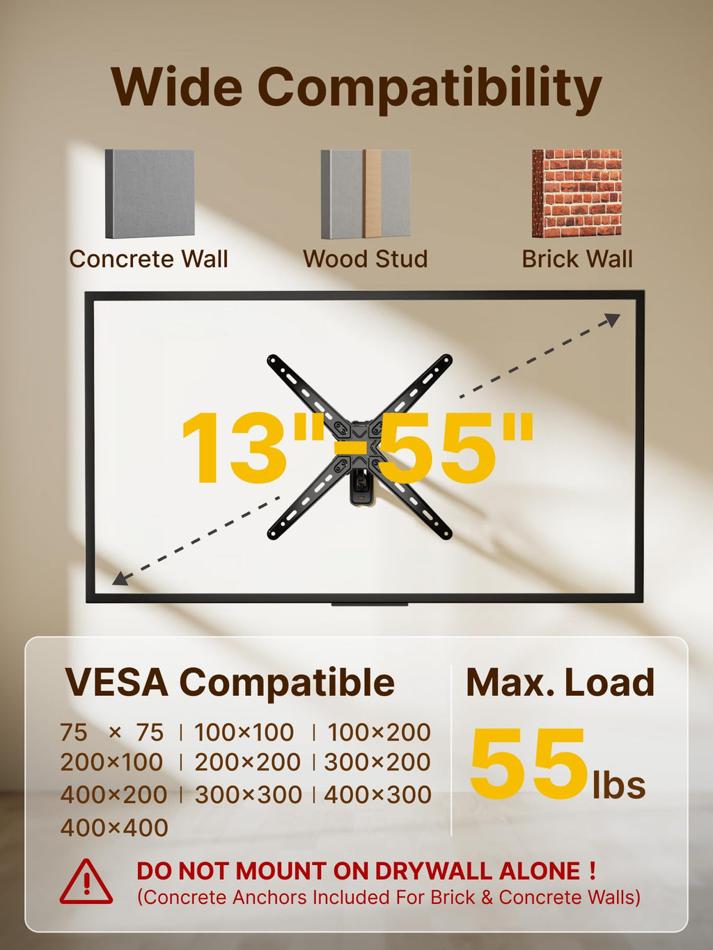 monTEK Full Motion Small TV Wall Mount for 13-43 Inch TVs up to 44 lb