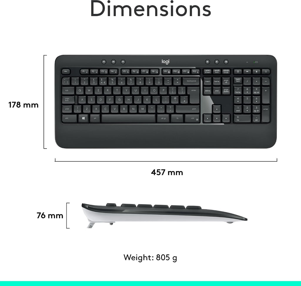 Logitech MK540 Advanced Wireless Keyboard and Mouse Combo for Windows