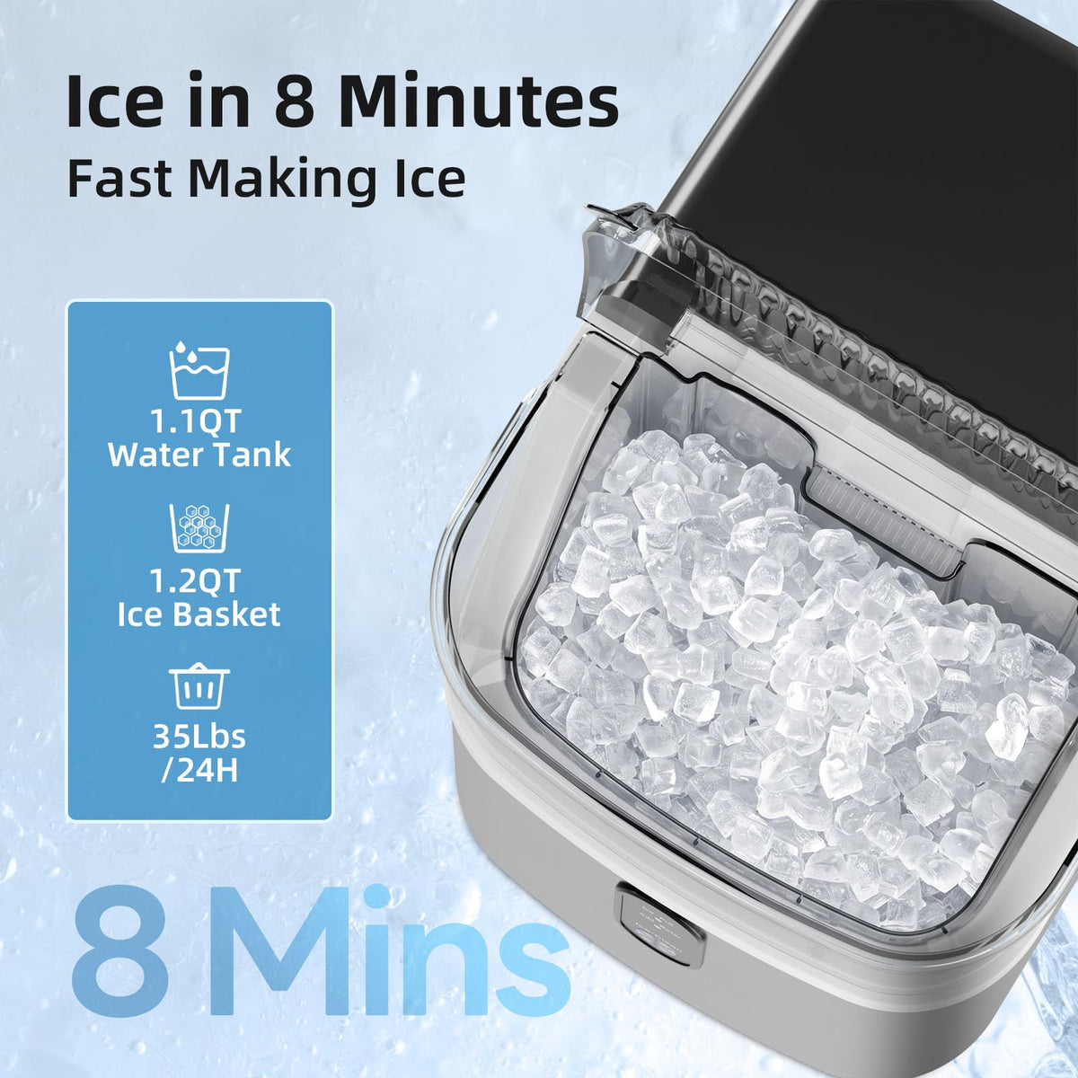 Antarctic Star Nugget Ice Maker Countertop with Soft Chewable Ice