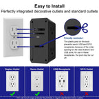 Multi Plug Wall Outlet Surge Protector with 6-Outlet & 4 USB Ports(2USB-C)