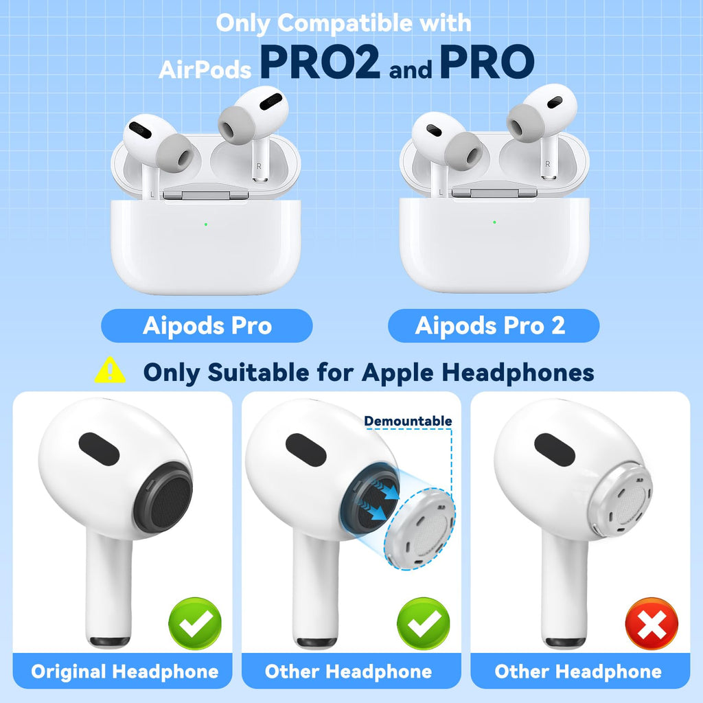 Inesore 4 Pairs Replacement Ear Tips for AirPods Pro 2nd/1st (White)