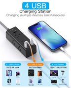 One Beat Surge Protector Power Strip, 5 Ft Flat Plug Extension Cord, 900J