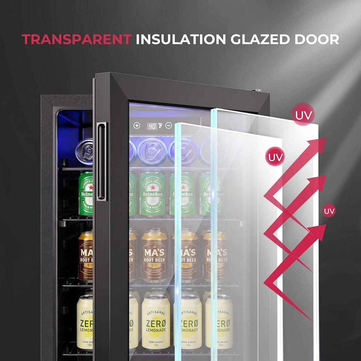 Icyglee 126 Can Mini Fridge, 3.2 Cu.Ft Beverage Refrigerator, Drink Cooler